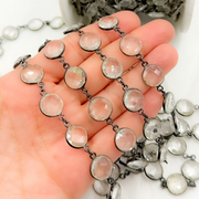 Crystal Round Shape Bezel Oxidized Wire Chain